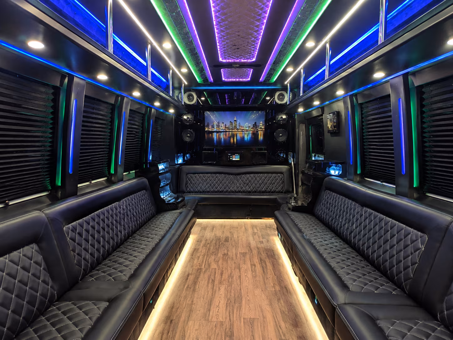 avondale 25 passenger party bus interior